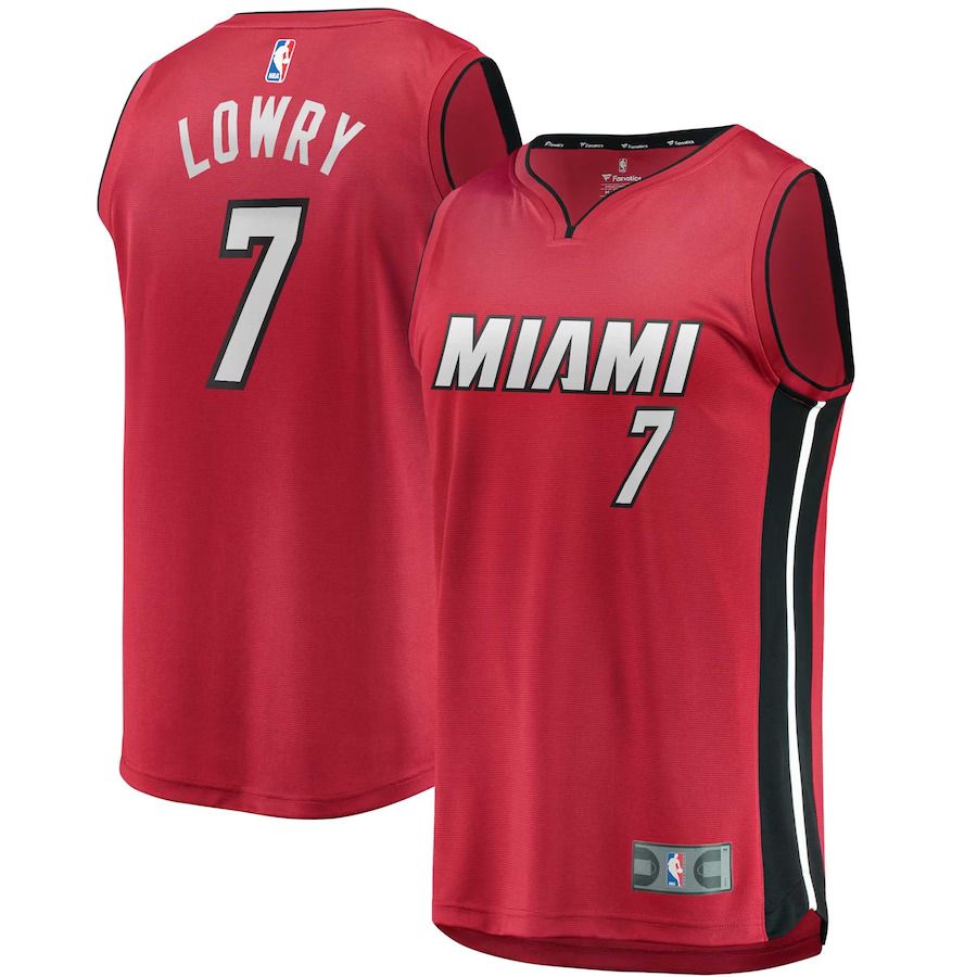 Men Miami Heat #7 Kyle Lowry Fanatics Branded Red 2022-23 Fast Break Replica NBA Jersey